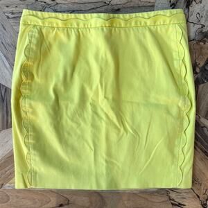 Banana Republic Lemon Yellow Scalloped Trim Pencil Mini Skirt Women's Size 8
